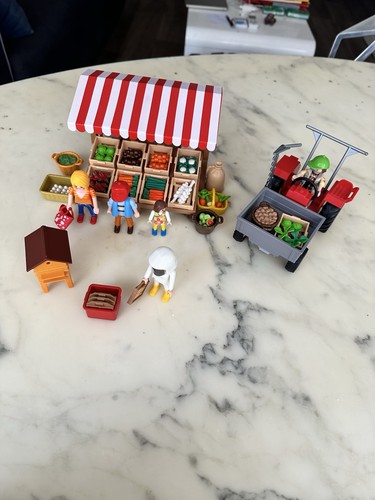 Lot playmobil marchand stand - lot,