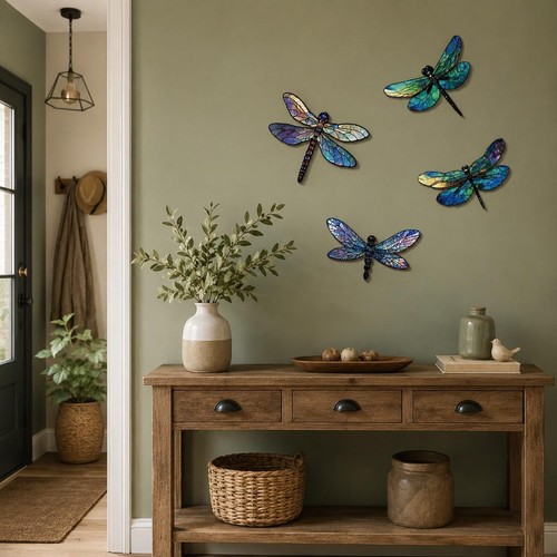 Set libellules bois murales - bois,