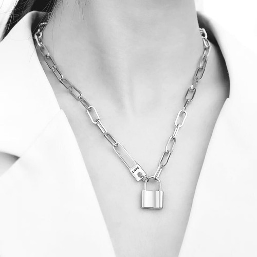 Collier cadenas love acier - collier,