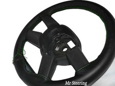 Couvre Volant En Cuir Noir Pour Mercedes Classe S W126 79-90 Avec Couture Verte