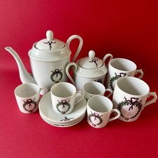 Service à café vintage Singer porcelaine de Limoges France Ruban et fleur rose