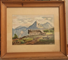 Tableau Aquarelle 1957 signée