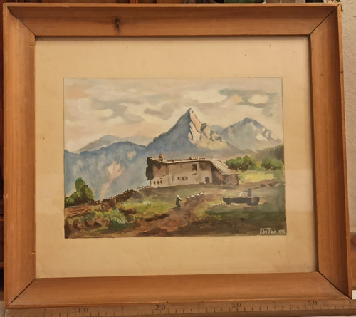 Tableau aquarelle 1957 signée - tableau,