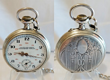 5 - Très jbelle montre à gousset boitier en argent de ± 1900 avec une chaine.