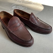 Paire de chaussures mocassins Allen Edmonds 44 cuir grainé havane USA TBE