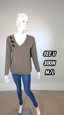 See u Soon  Taille 40  Superbe pull gris beige femme Pima coton cachemire