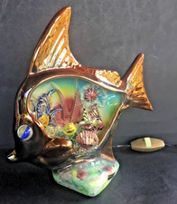 Vallauris, lampe veilleuse « Poisson aux couleurs irisés cuivrés », fonctionnel.