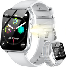 Montre Connectée Femme Homme, Torche Intégrée, Appel Bluetooth Podomètre Cardiof