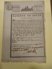 PASSEPORT DE SANTE MAIRIE DE PORT LA NOUVELLE BATEAU LA VIERGE.... AN 12