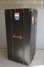 Authentique Malle cabine Wardrobe 1920, noir 5 tiroirs, 1 penderie 