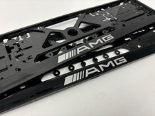2 x cadre support de plaque d'immatriculation Mercedes Benz AMG NOIR BRILLANT