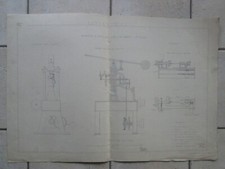 Grand dessin 1876 : MACHINE A TAILLER LES FRAISES, manufacture de Saint-Etienne.