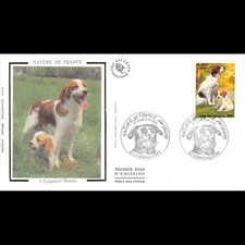 FDC soie - Les chiens - Epagneul Breton - 2/10/1999 Gennevilliers