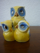 SALERON SEL POIVRE EN PORCELAINE  CHOUETTE ET SES PETITS GERMANY N° 6138