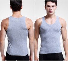 Solid Color Men's Vest Tank Tops: Sleeveless Underwear for Gym and Casual Wear