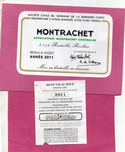 Etiquette contre montrachet - +,