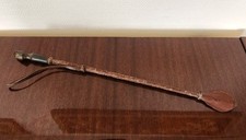 🏇 Ancien Fouet à Cheval, Cravache Ancienne en Cuir Poignée Sculptée Sabot