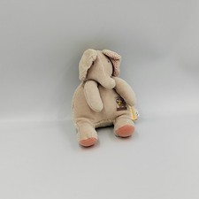 Doudou éléphant beige rouge
