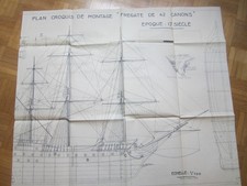 Bon Homme Richard frégate XVIIè 1 plan 1/100è La Maquette 125x75
