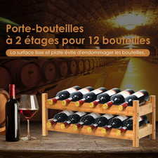 Casier À Vin De 12 Bouteilles Range Bouteilles Etagère à Vin en Bambou 2 Niveaux
