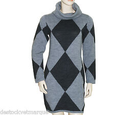 CHIPIE Robe lainage col roulé gris losanges femme