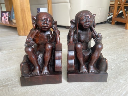 Pair hand carved african - pair, hand-carved