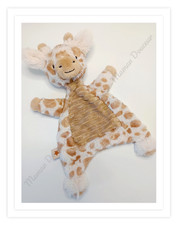 Doudou Plat Girafe Beige/Blanc