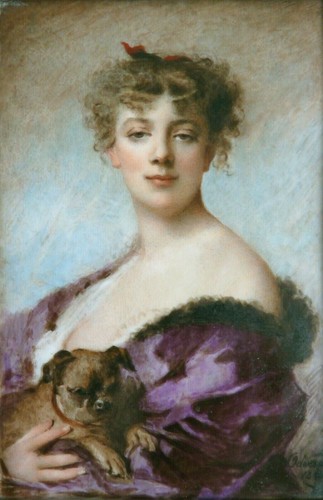 Femme chien peinture - femme, et