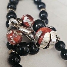 Collier Moderniste Artisan Argent 925 Jaspe Onyx Racine De Corail