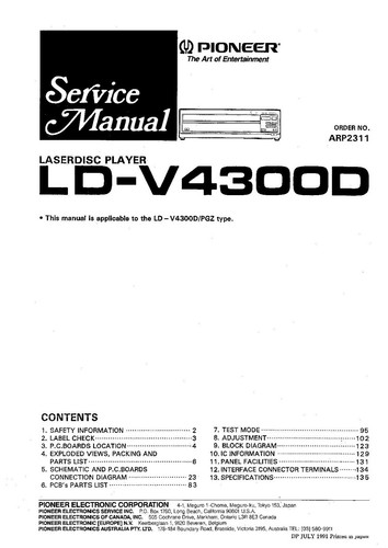 Manuel service pour pioneer - manuel,