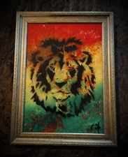 Spray Art - Papier photo sous cadre : Lion Reggae