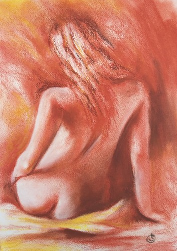 Pastel femme nue sensuelle