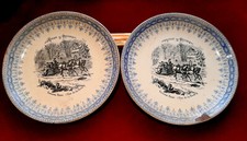 Lot de 2 assiettes Faience Choisy Le Roi HB Voyage En Russie "Traineau Russe"