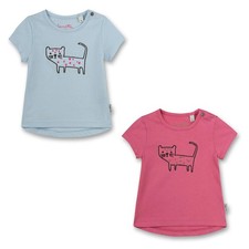 Sanetta Fille T-Shirt - Bébé, Manches Courtes, Col Rond, Bouton, Broderie, 56