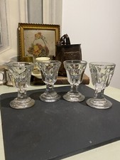 4 Anciens Verres à pied De Bistrot, liqueur, très épais, petite taille