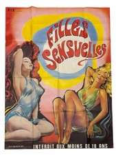 Affiche originale Cinéma - Filles sensuelles années 60. Interdit -18 Ans. 