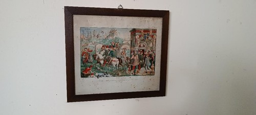 Gravure ancienne peinte - , à