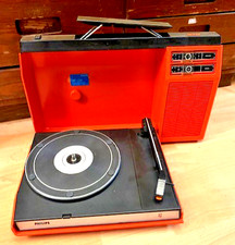 70er Philips 270, Portable Tourne-Disque, Réseau/Batterie, 33+45+78 Plaques
