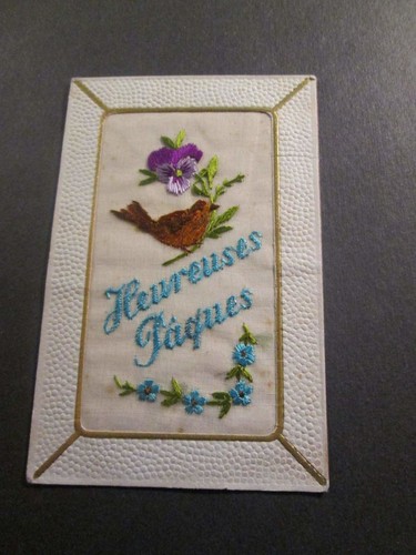 Carte postale brodee - , oiseau