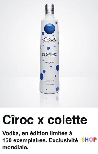 Colette ciroc vodka ultra - ciroc, rare