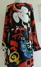 Desigual by Lacroix dress sz 8 Fantasy flowers on black Long sleeve knee length