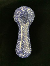 Clear Fumed 3.5” INCH TOBACCO Smoking Pipe Herb bowl Blue Wave Glass Hand Pipes