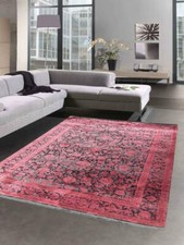 Moquette Orientale moderne Salon Design aux Motifs de Fleurs en noir et rouge