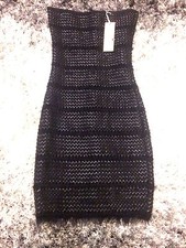 ROBE BUSTIER MOULANTE SOIREE FEMME NOIR SIMILI CUIR TRESSER TAILLE S/M 