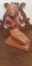 sculpture terre cuite art deco - femme denudée - signee ROS