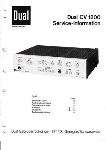 Manuel service pour - dual, cv