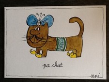 CP ILLUSTREE VIERGE HUMOUR JEU DE MOTS - PA CHAT - 5112