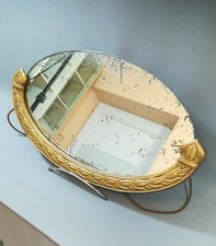 MIROIR MURAL OVALE ART DÉCO 1920 / 1930 CADRE DEMI OVALE DORÉE