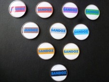 Sandoz pharmaceutical LSD pin Albert Hofmann pins SANDOZ medical  ( LAST SET )