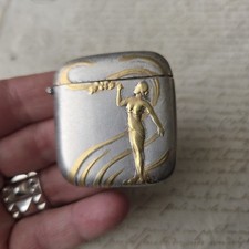 Pyrogène Art Nouveau 1900 Femme Seins Nus Métal Argenté Jugendstil Pyrogen Vesta